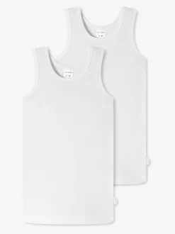 Schiesser Jungen Unterhemden - 2er-Pack Basic Kids in weiß