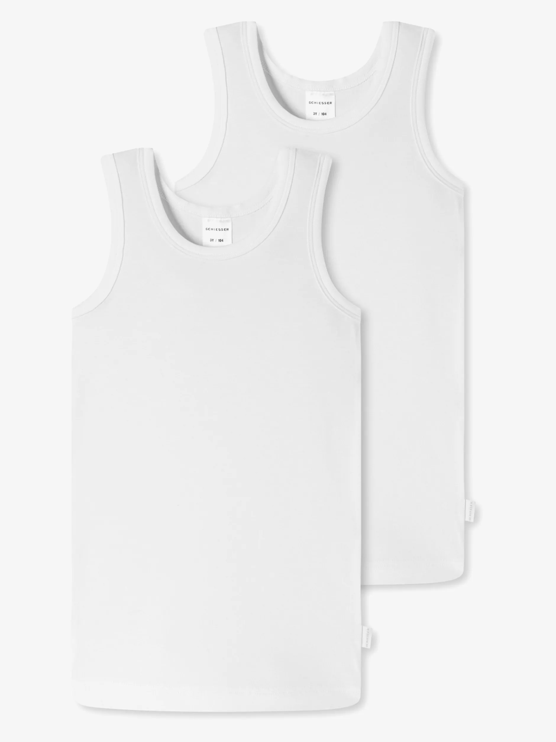 Schiesser Jungen Unterhemden - 2er-Pack Basic Kids in weiß