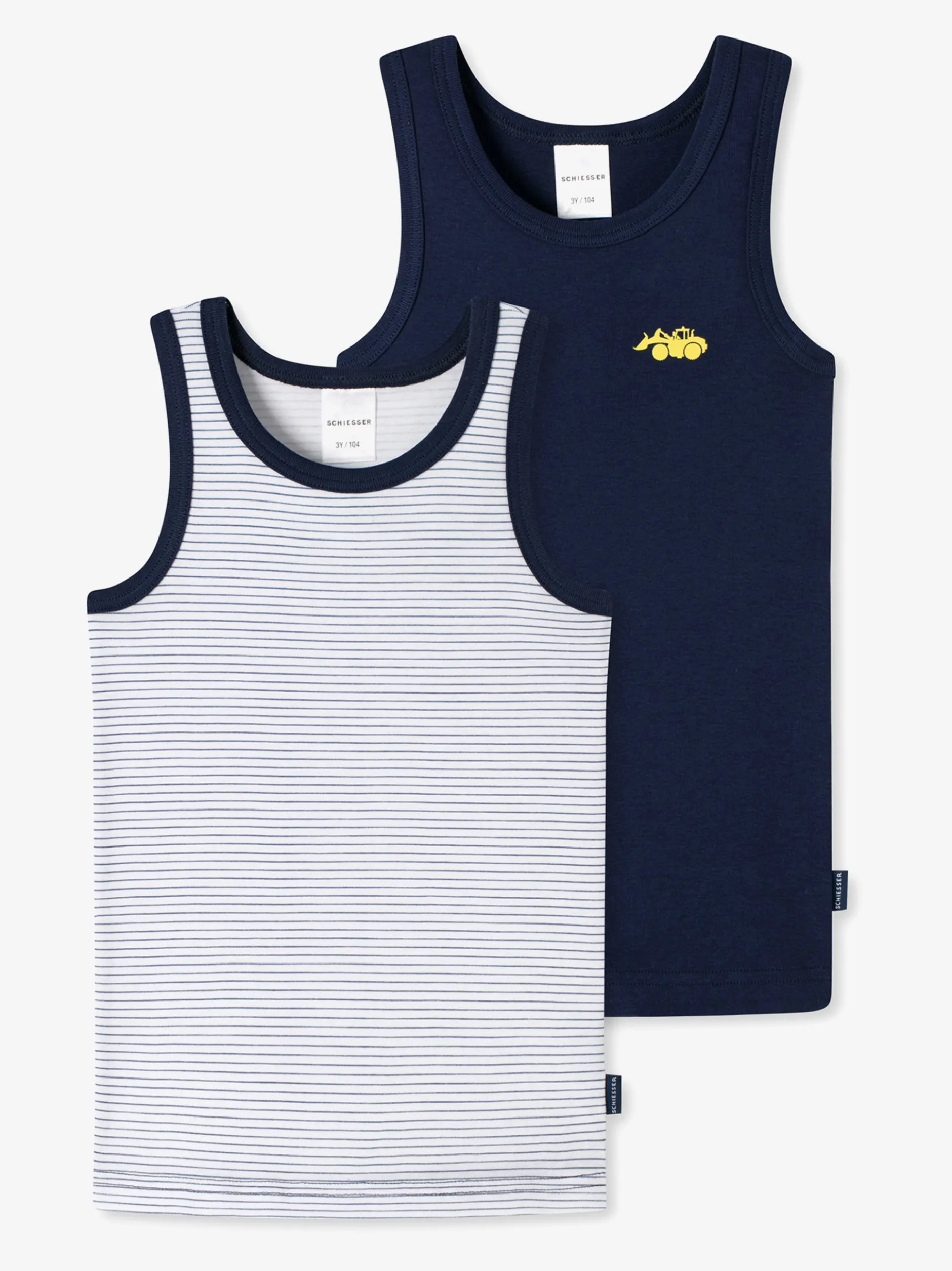 Schiesser Jungen Unterhemden - 2er-Pack Basic Kids in mehrfarbig