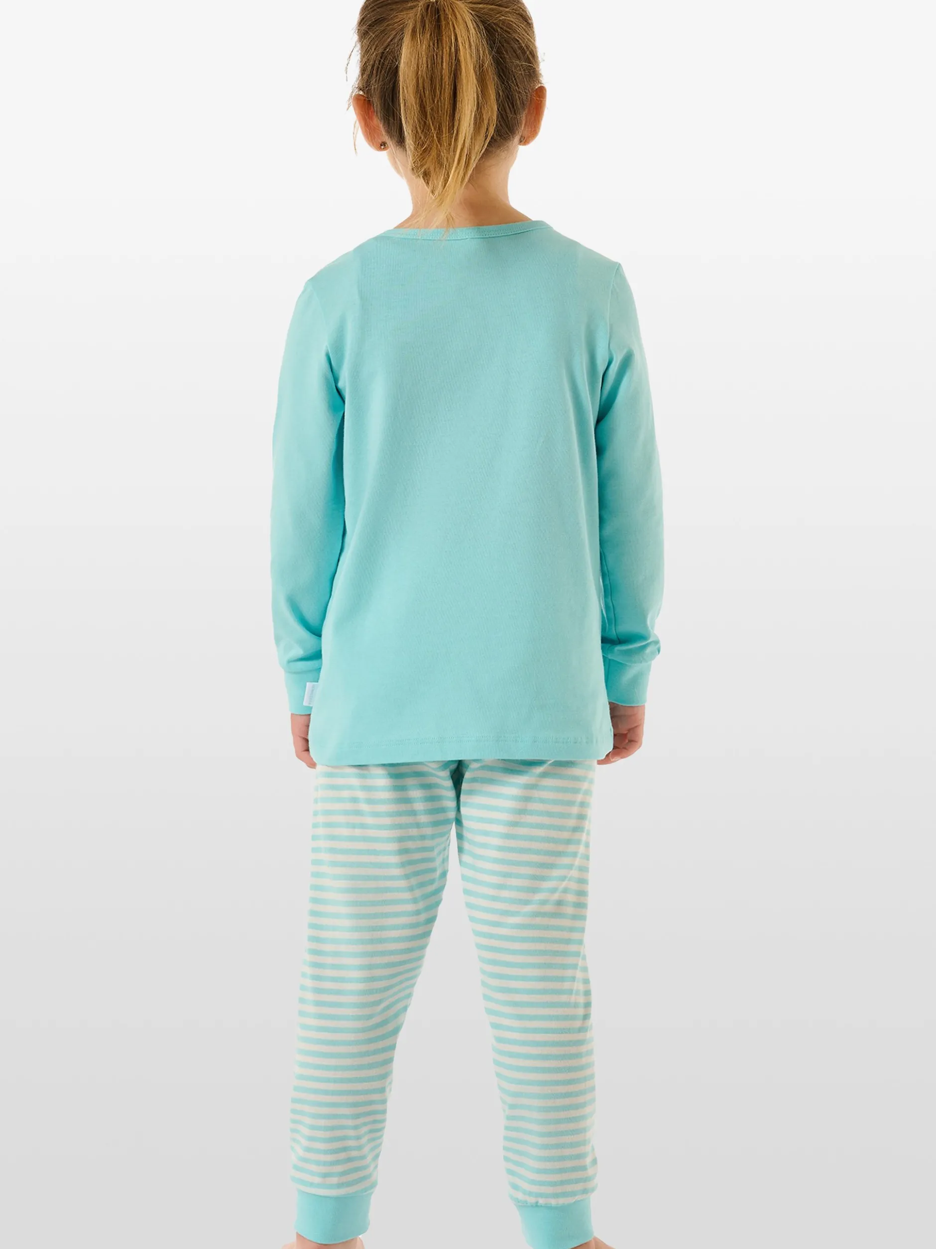 Schiesser Mädchen Langer Schlafanzug - Basic Kids in türkis