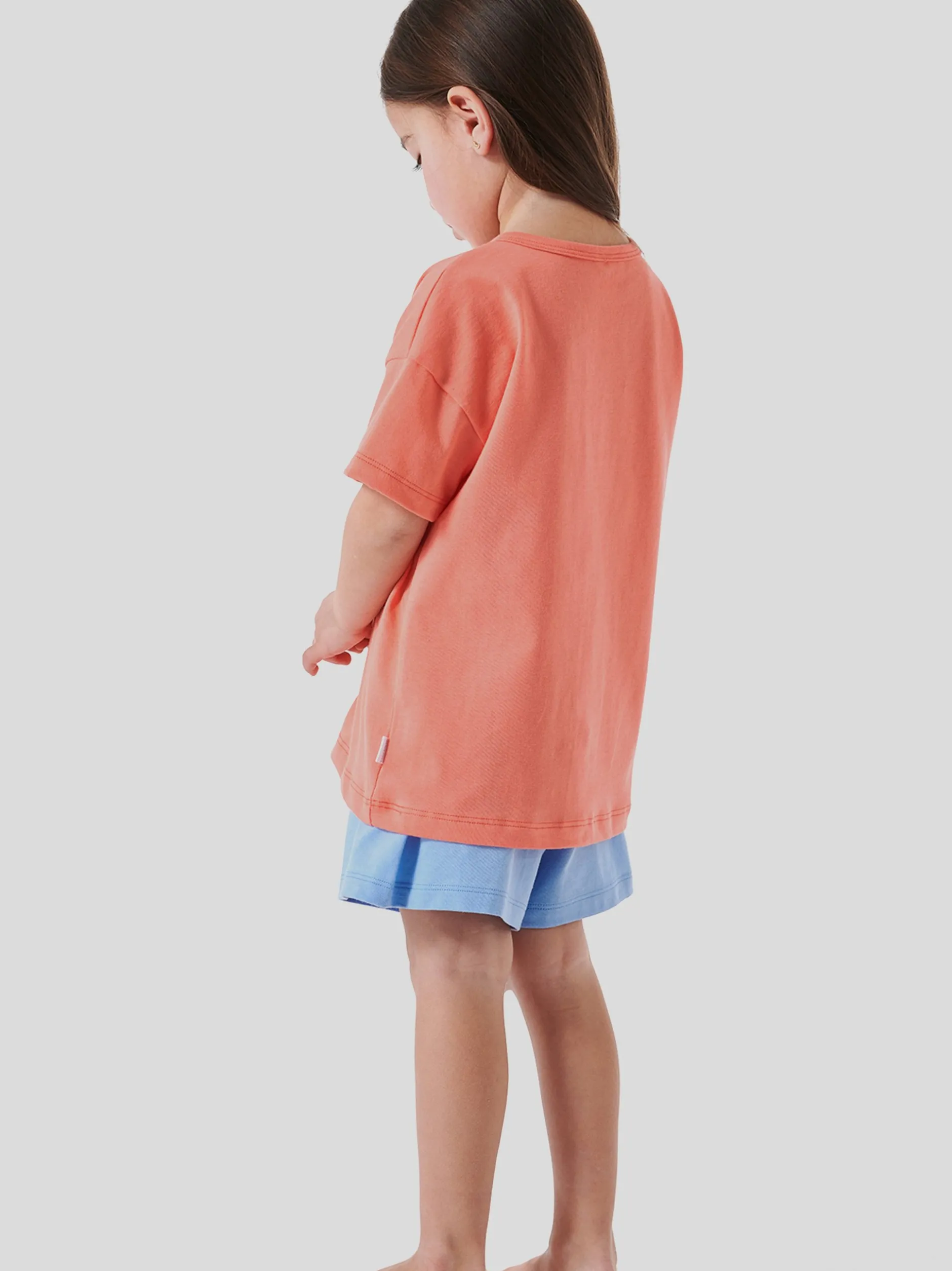 Schiesser Mädchen Pyjama - Girls World Organic Cotton in koralle