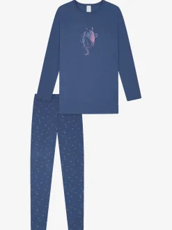 Schiesser Mädchen Pyjama - Horse World in blau