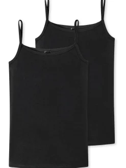 Schiesser Mädchen Spaghetti-Tops - 2er-Pack Basic Kids in schwarz
