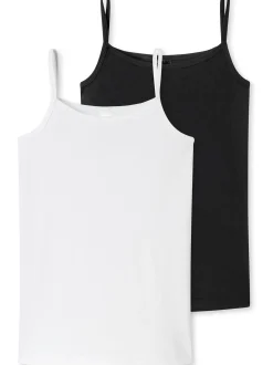 Schiesser Mädchen Spaghetti-Tops - 2er-Pack Basic Kids in schwarz
