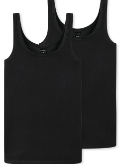 Schiesser Mädchen Tops - 2er-Pack Basic Kids in schwarz