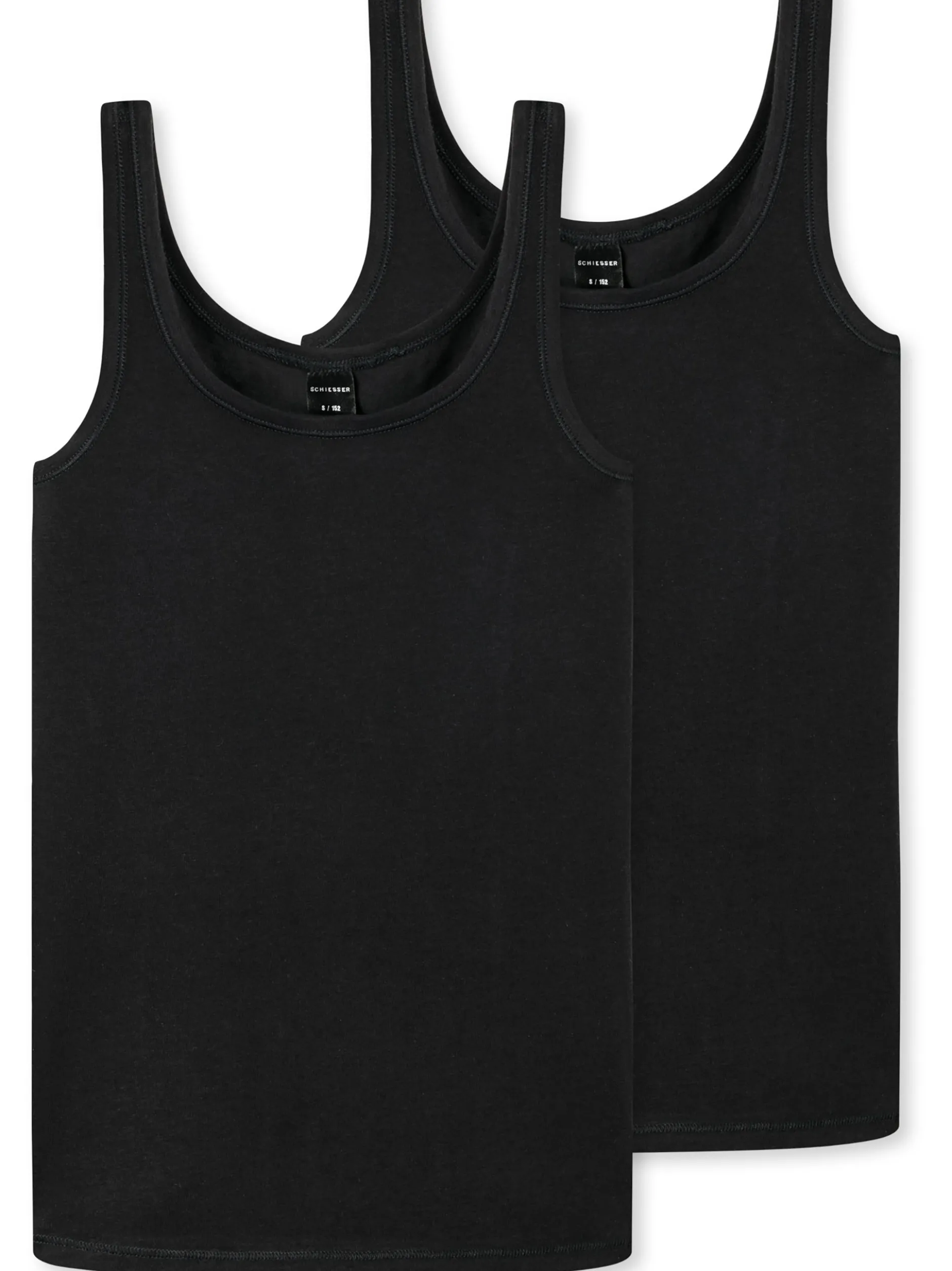 Schiesser Mädchen Tops - 2er-Pack Basic Kids in schwarz