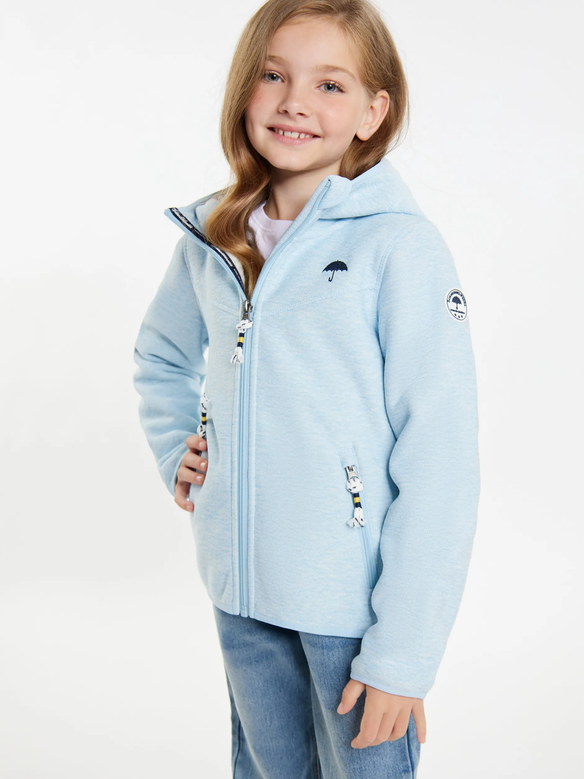 Schmuddelwedda Mädels Strickfleeceblouson mit Teddyfutter in blau