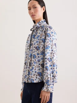 Seidensticker Damen Bluse - Regular Fit in blau weiß