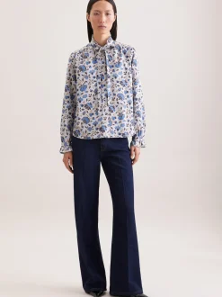 Seidensticker Damen Bluse - Regular Fit in blau weiß