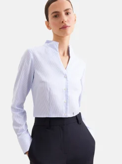 Seidensticker Damen Kelchkragenbluse - Slim Fit in blau