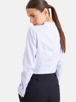 Seidensticker Damen Kelchkragenbluse - Slim Fit in blau