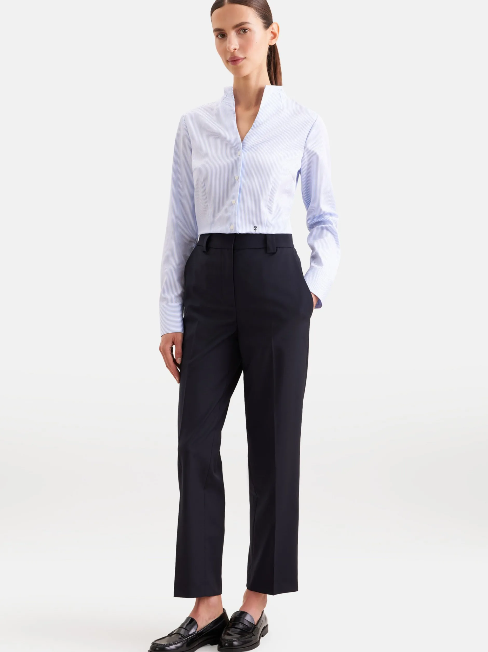 Seidensticker Damen Kelchkragenbluse - Slim Fit in blau