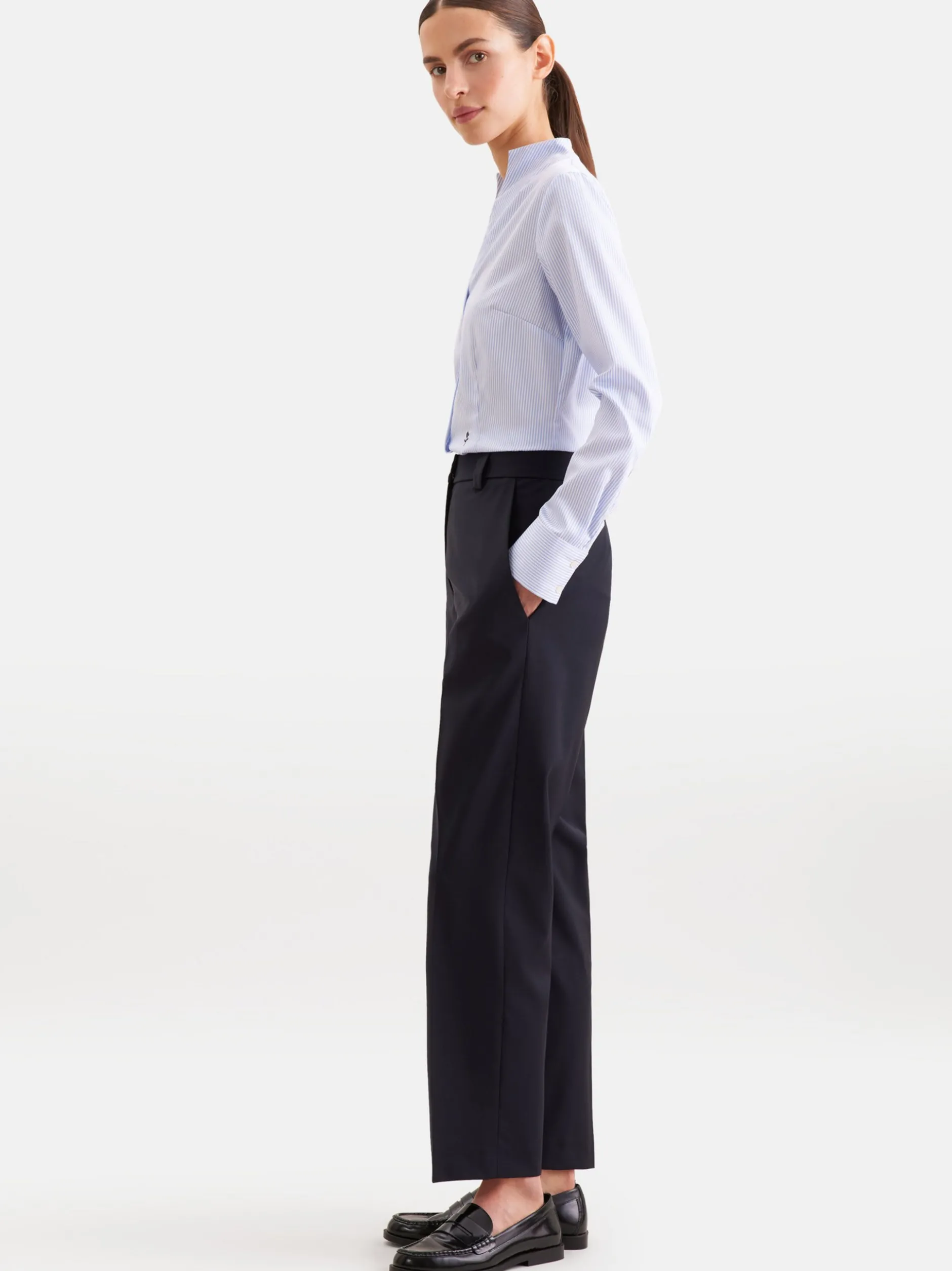 Seidensticker Damen Kelchkragenbluse - Slim Fit in blau