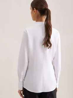 Seidensticker Damen Kelchkragenbluse - Slim Fit in weiß
