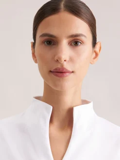 Seidensticker Damen Kelchkragenbluse - Slim Fit in weiß
