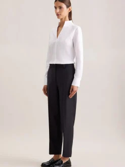 Seidensticker Damen Kelchkragenbluse - Slim Fit in weiß