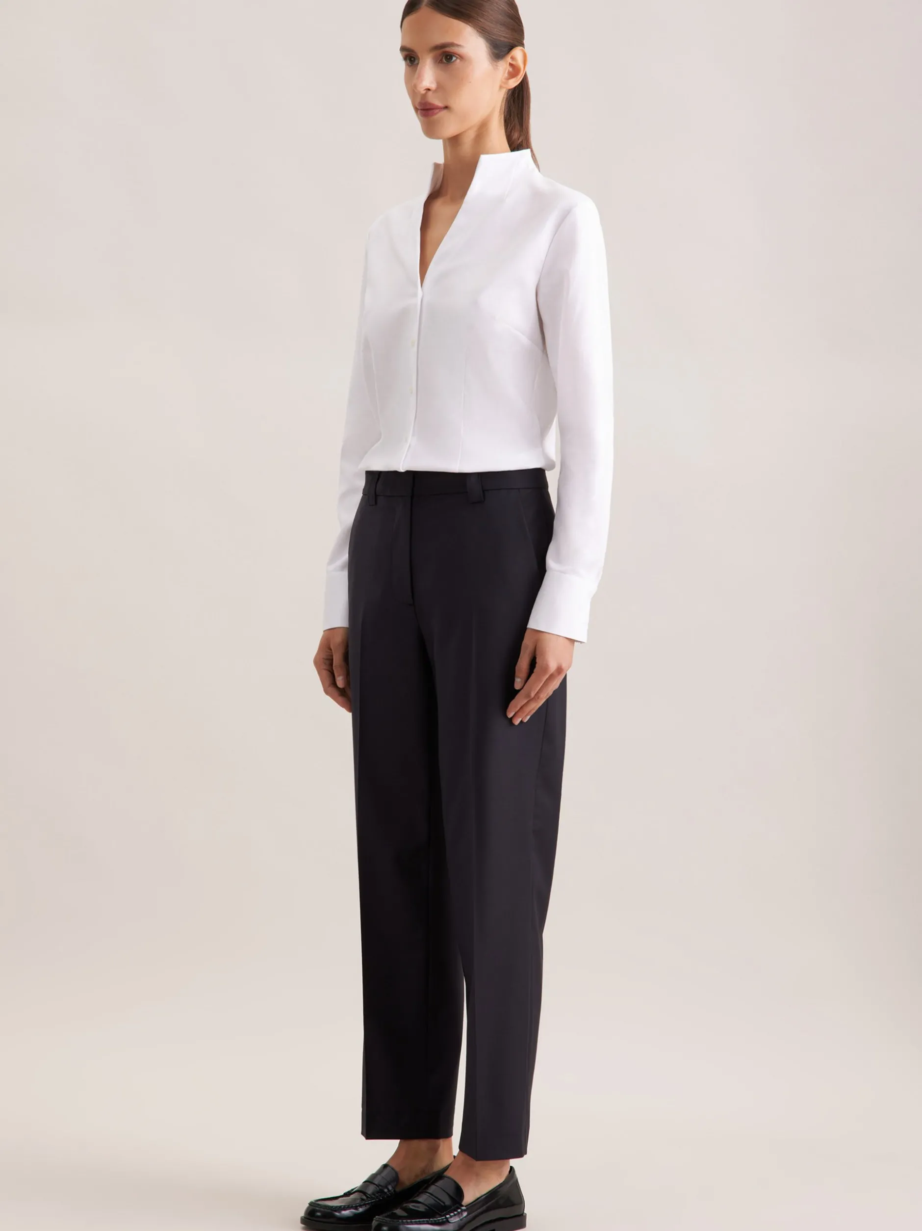 Seidensticker Damen Kelchkragenbluse - Slim Fit in weiß