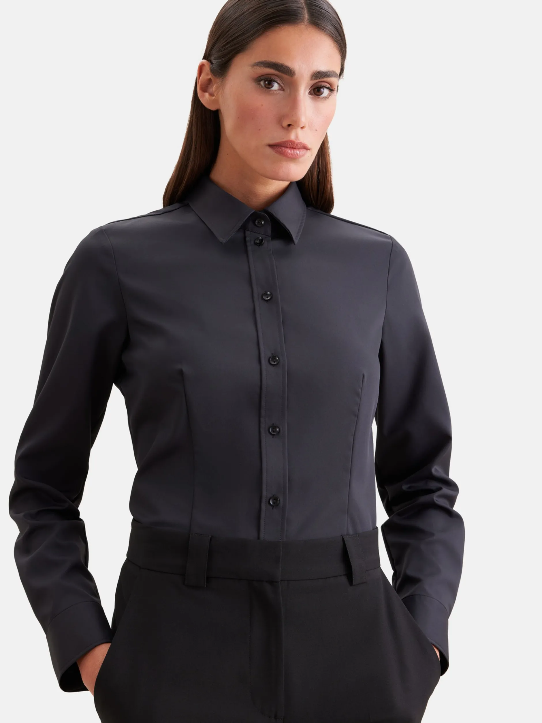 Seidensticker Damen Klassische Bluse - Regular Fit in schwarz