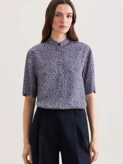 Seidensticker Damen Kurzarmbluse - Regular Fit in blau