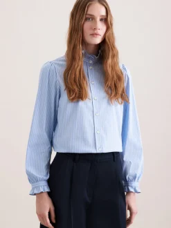 Seidensticker Damen Rüschenbluse - Regular Fit in blau