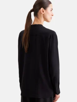Seidensticker Damen Stehkragenbluse - Regular Fit in schwarz