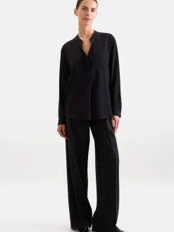 Seidensticker Damen Stehkragenbluse - Regular Fit in schwarz