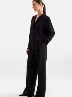 Seidensticker Damen Stehkragenbluse - Regular Fit in schwarz