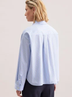 Seidensticker Damen Stehkragenbluse - Oversized Fit in blau