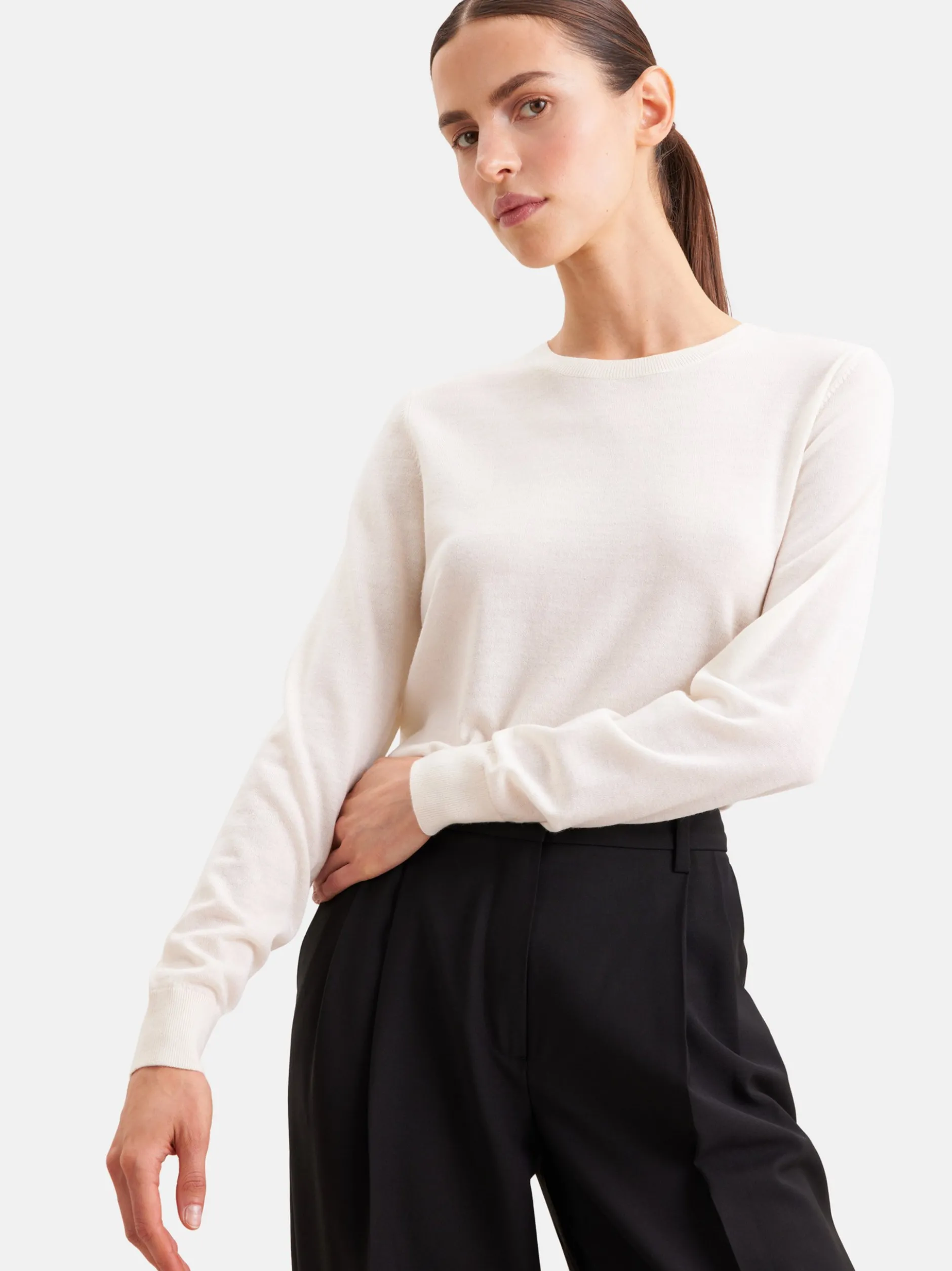 Seidensticker Damen Sweater - Regular Fit in weiß