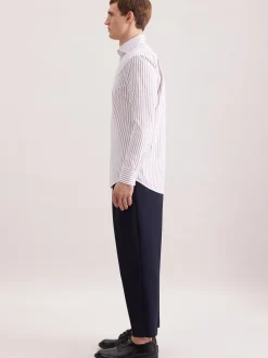Seidensticker Herren Business Hemd - Regular Fit in weiß braun