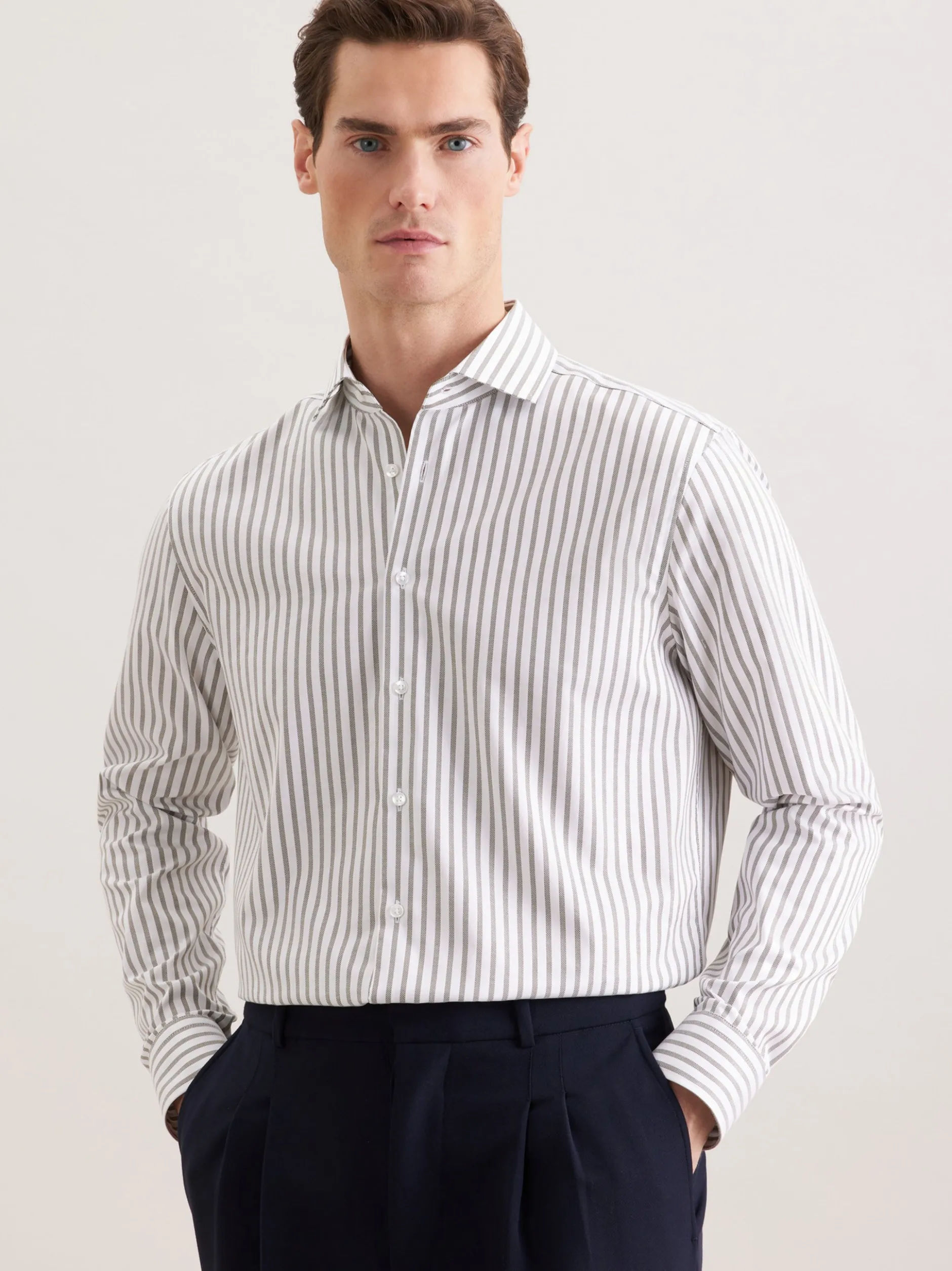 Seidensticker Herren Business Hemd - Regular Fit in weiß oliv