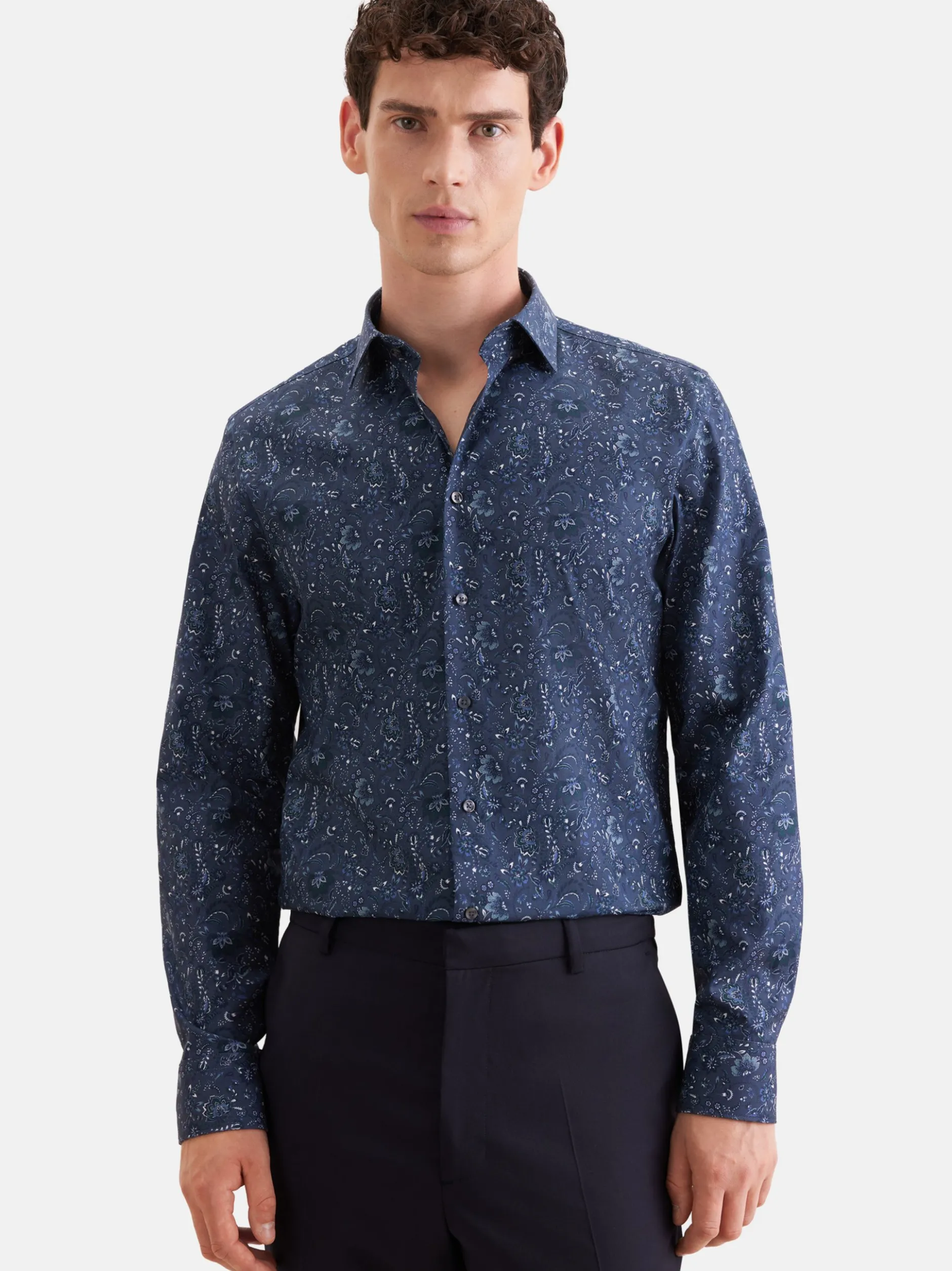 Seidensticker Herren Business Hemd - Shaped Fit in anthrazit blau