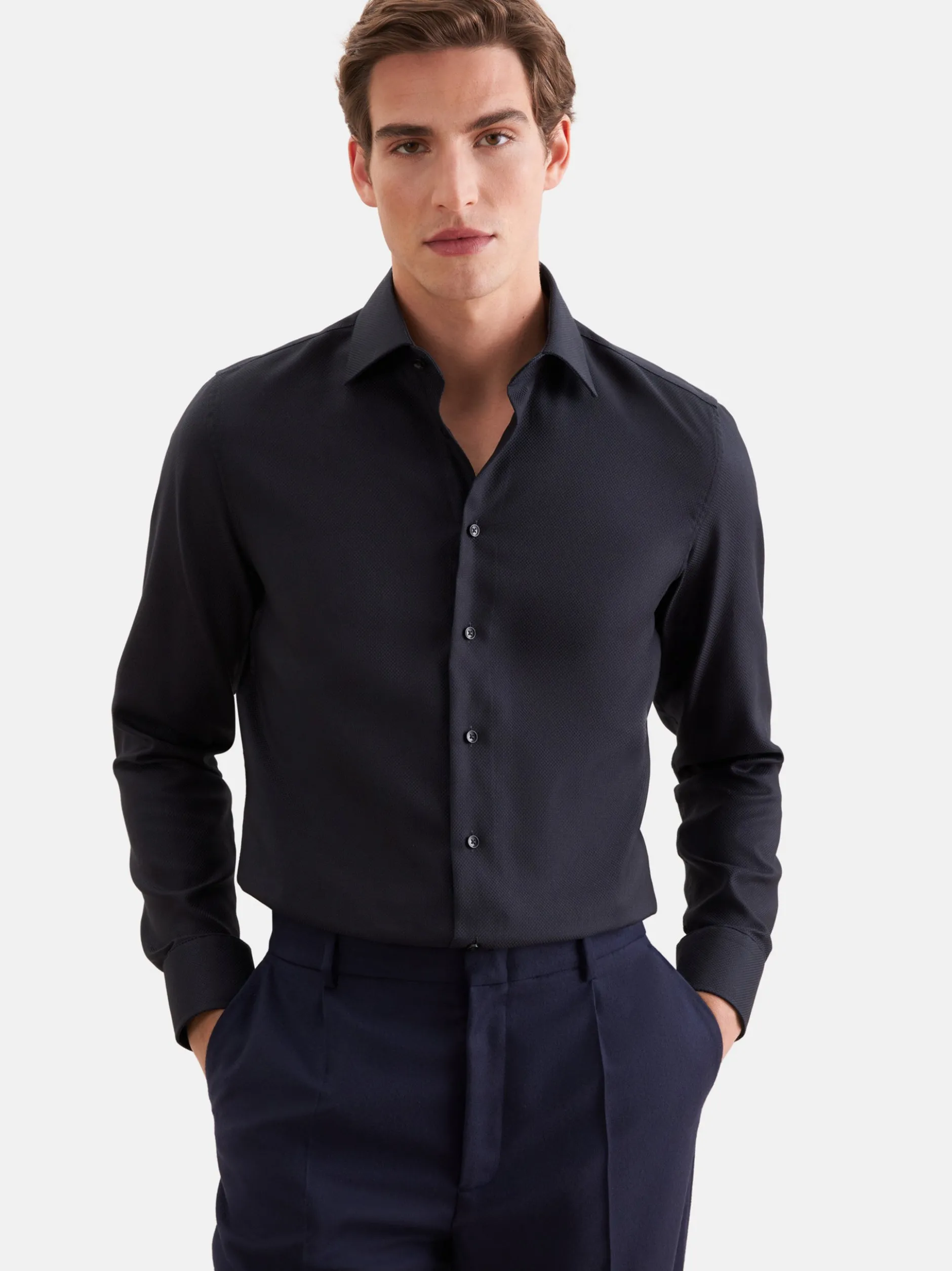 Seidensticker Herren Business Hemd - Shaped Fit in schwarz