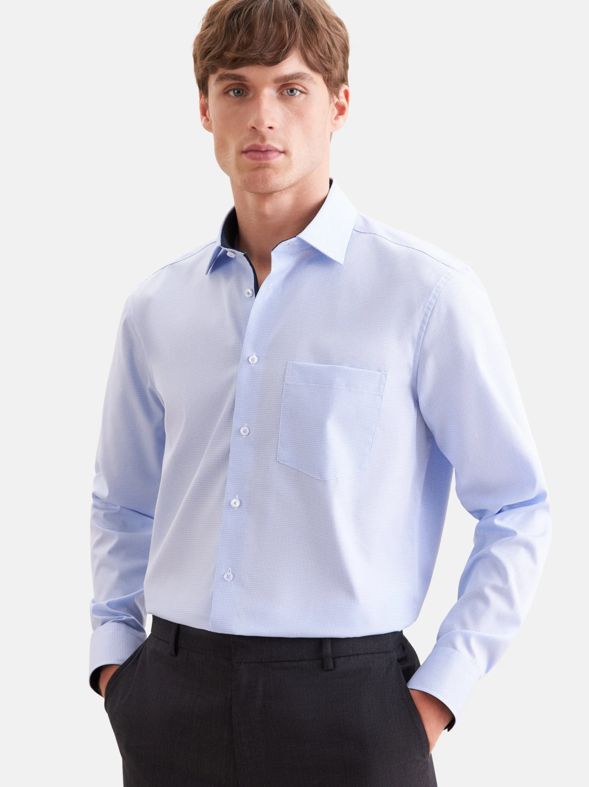 Seidensticker Herren Business Hemd - Regular Fit in blau