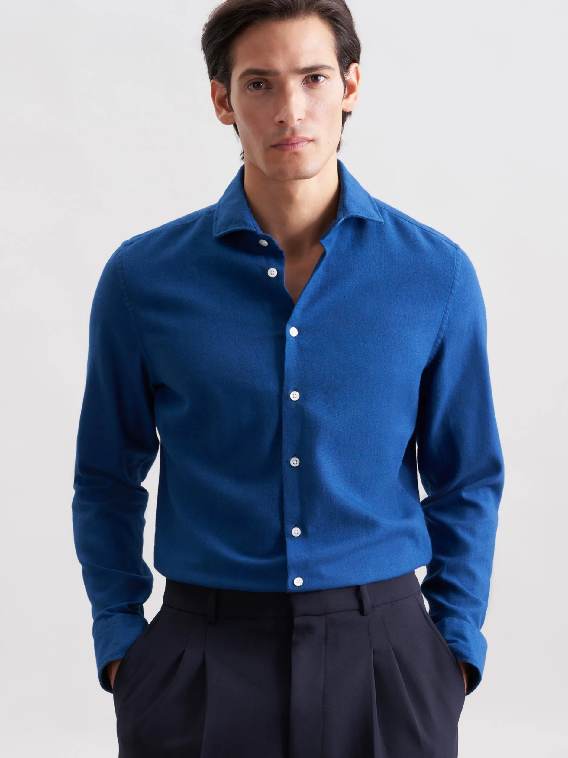 Seidensticker Herren Flanellhemd - Slim Fit in blau