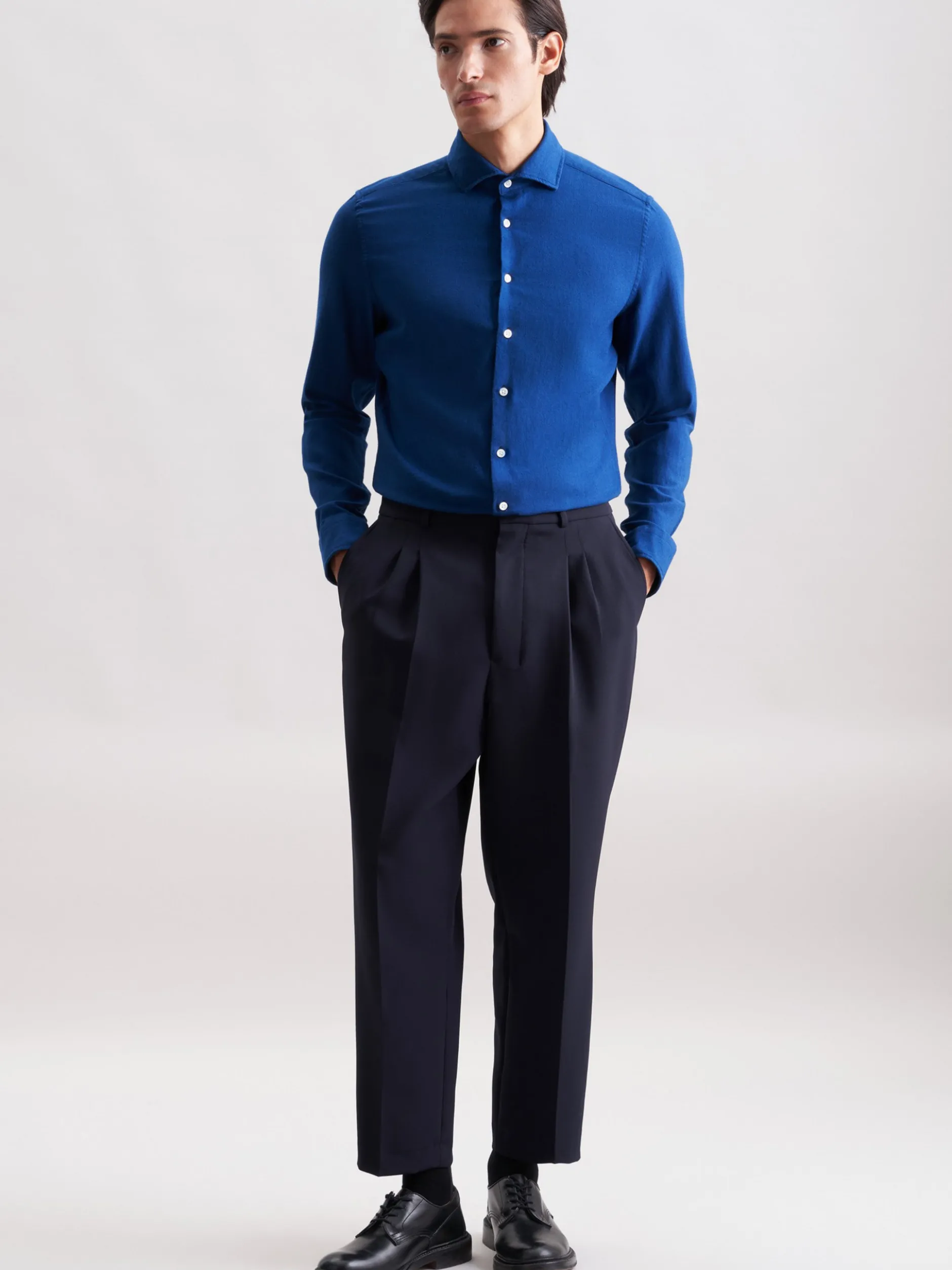 Seidensticker Herren Flanellhemd - Slim Fit in blau