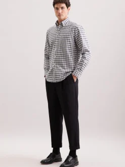 Seidensticker Herren Flanellhemd - Regular Fit in grün
