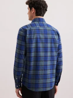 Seidensticker Herren Flanellhemd - Regular Fit in blau