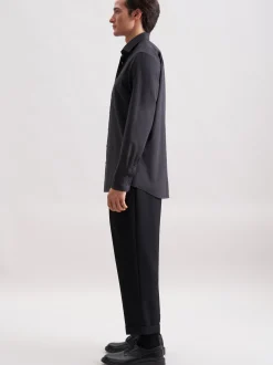 Seidensticker Herren Flanellhemd - Regular Fit in grau