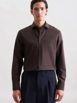 Seidensticker Herren Flanellhemd - Regular Fit in braun