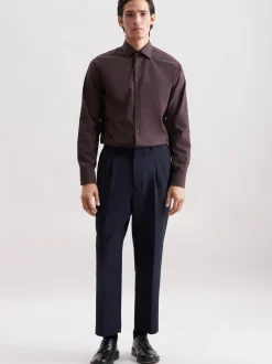 Seidensticker Herren Flanellhemd - Regular Fit in braun