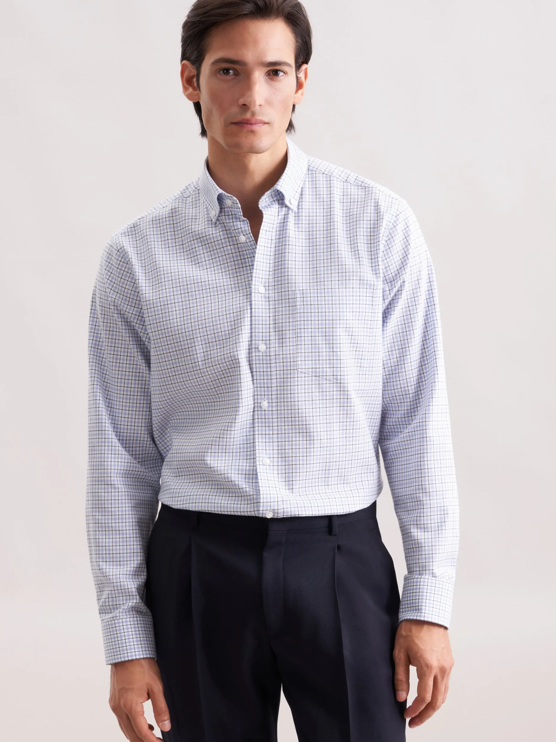 Seidensticker Herren Flanellhemd - Regular Fit in hellblau