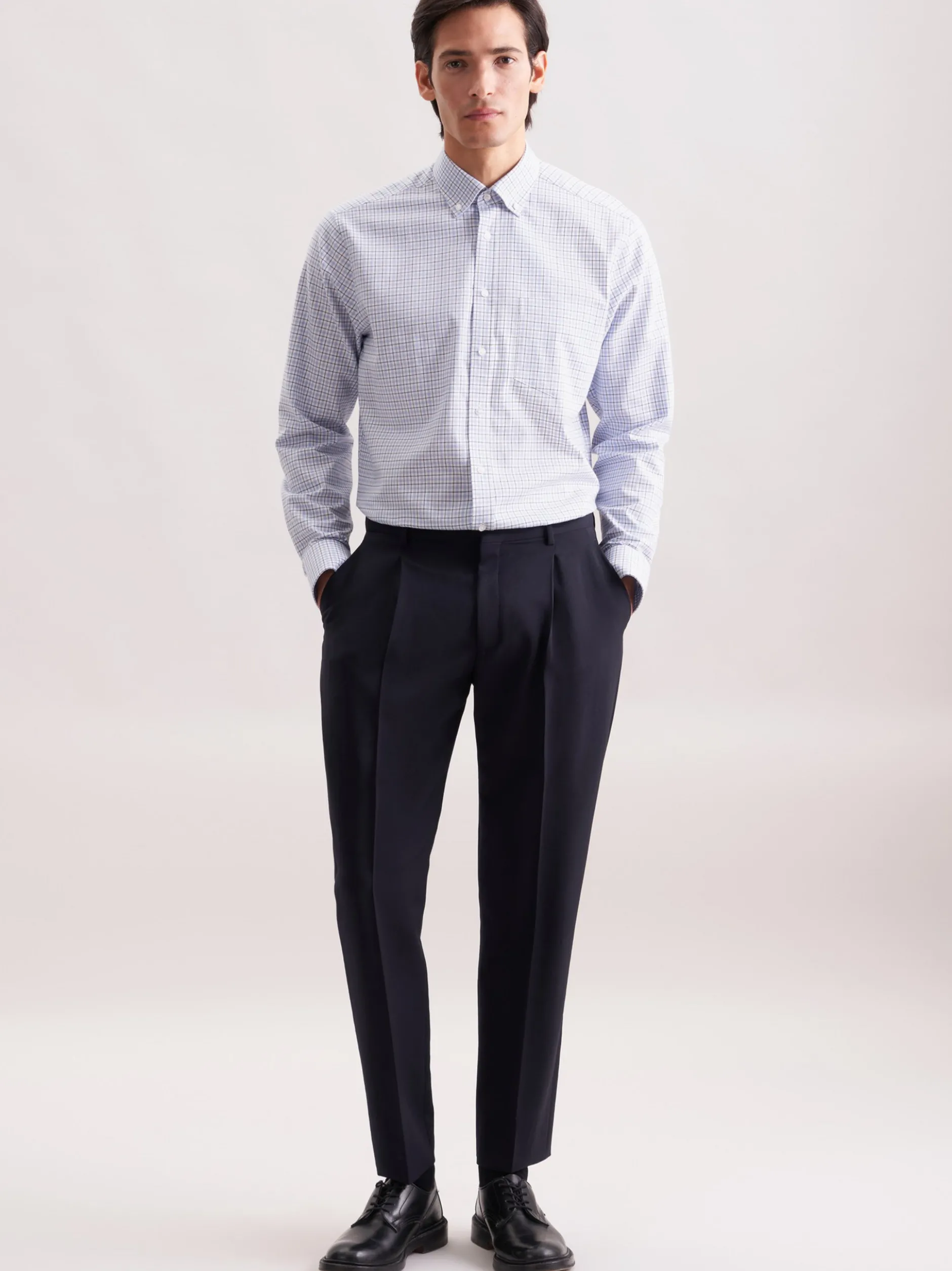 Seidensticker Herren Flanellhemd - Regular Fit in hellblau