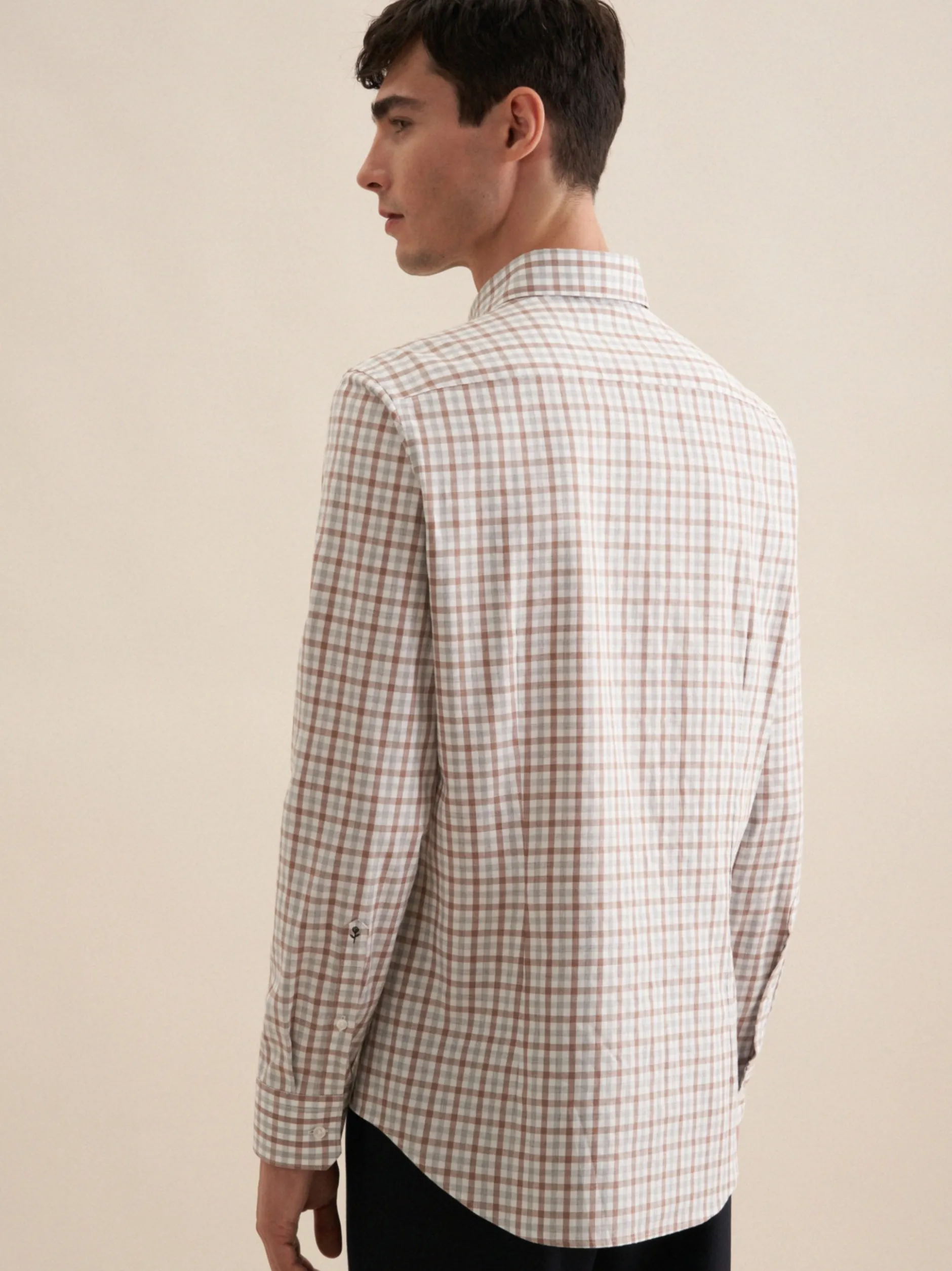 Seidensticker Herren Flanellhemd - Slim Fit in beige