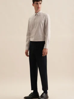 Seidensticker Herren Flanellhemd - Slim Fit in beige