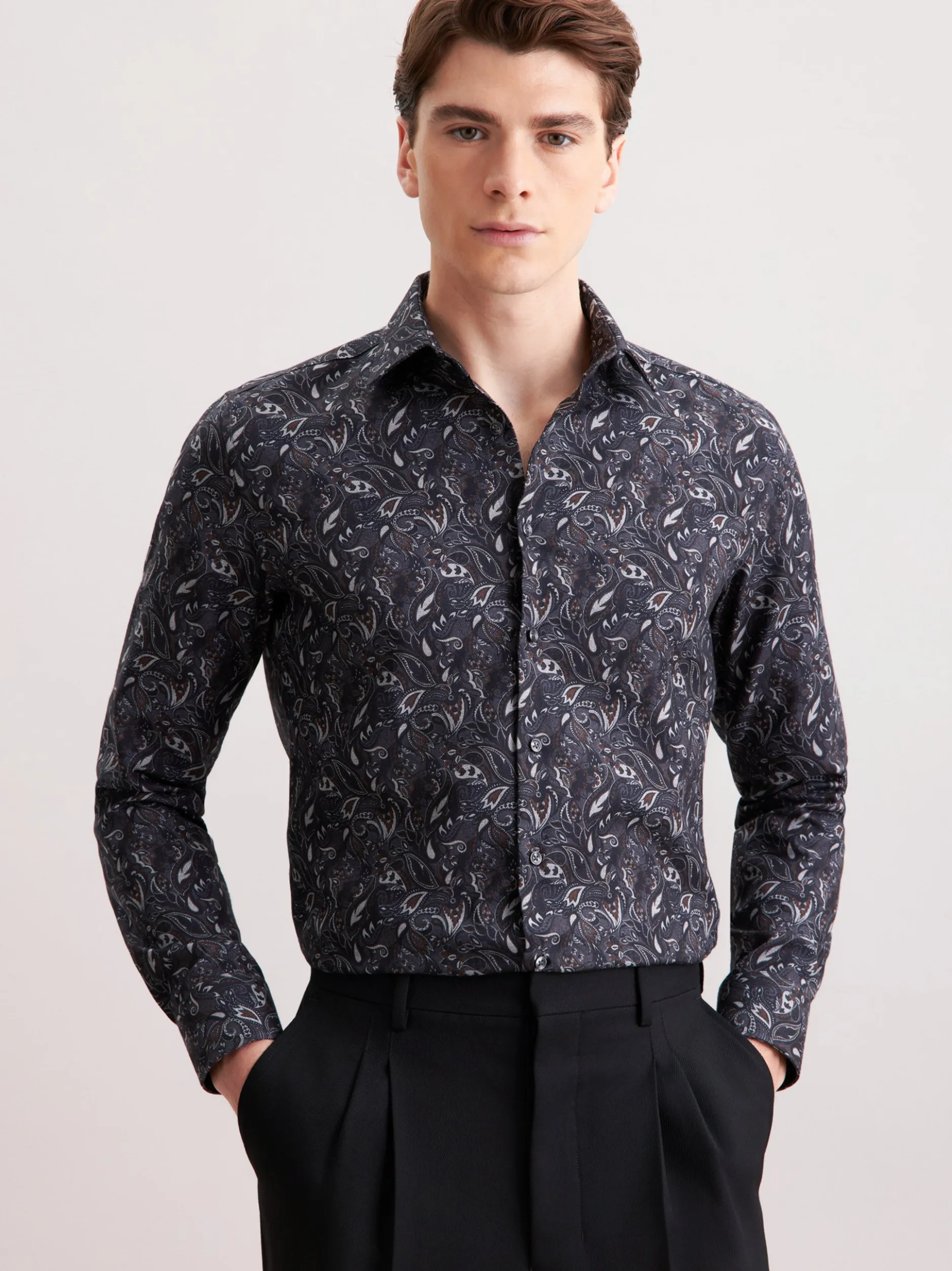 Seidensticker Herren Flanellhemd - Slim Fit in grau