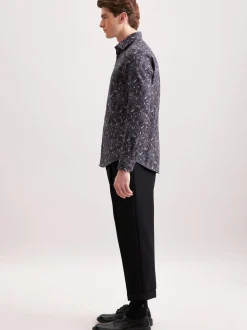 Seidensticker Herren Flanellhemd - Slim Fit in grau