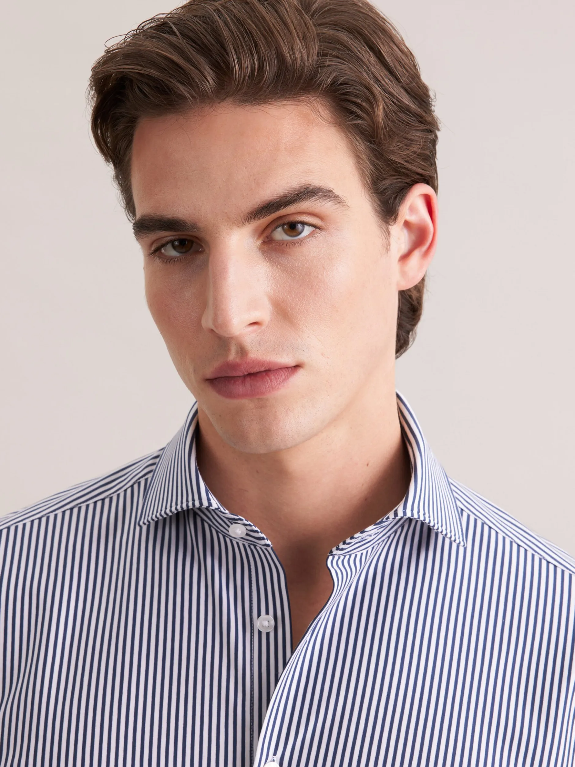 Seidensticker Herren Jerseyhemd - Regular Fit in marine weiß
