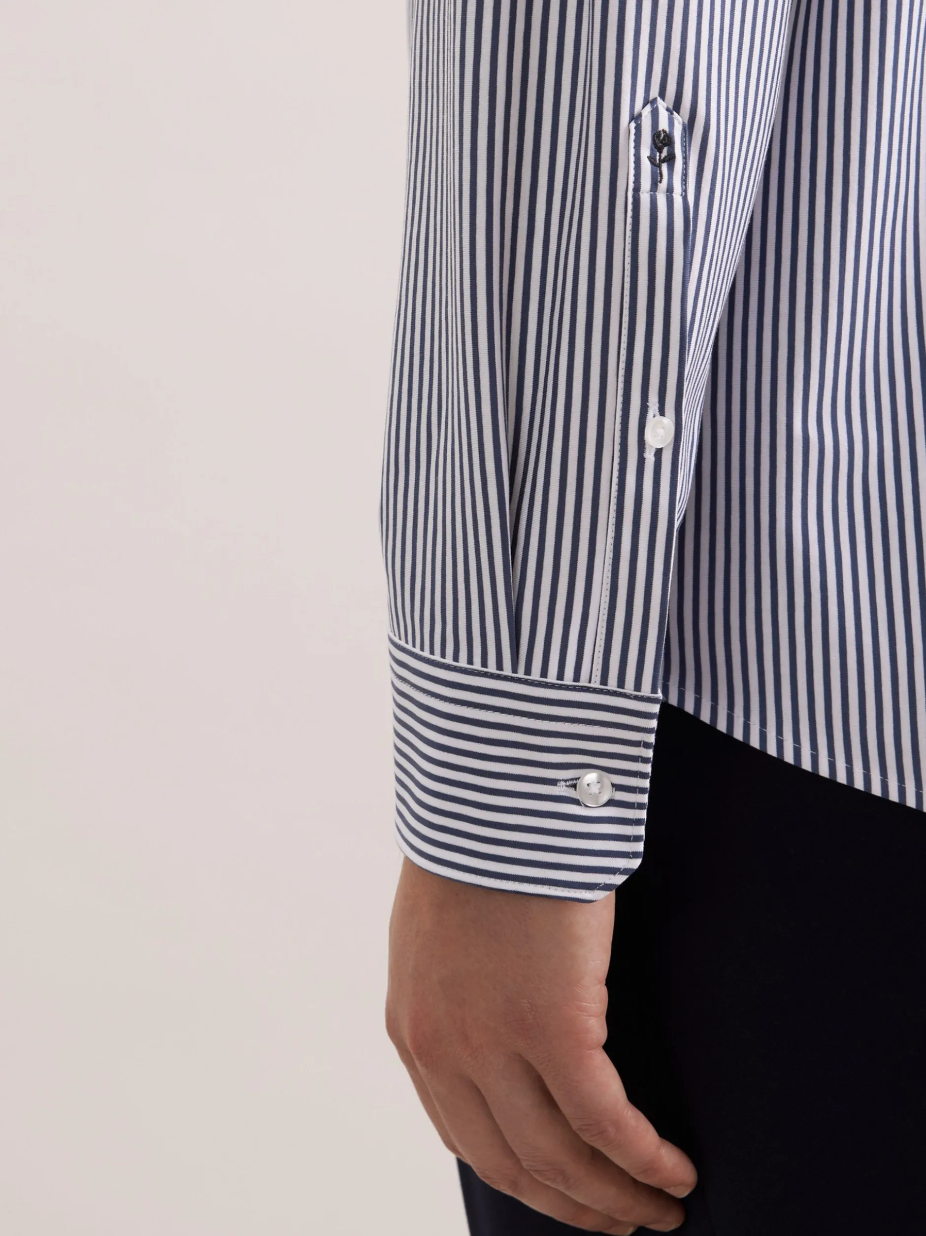 Seidensticker Herren Jerseyhemd - Regular Fit in marine weiß
