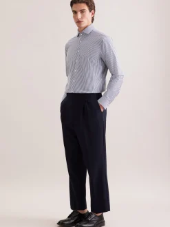Seidensticker Herren Jerseyhemd - Regular Fit in marine weiß